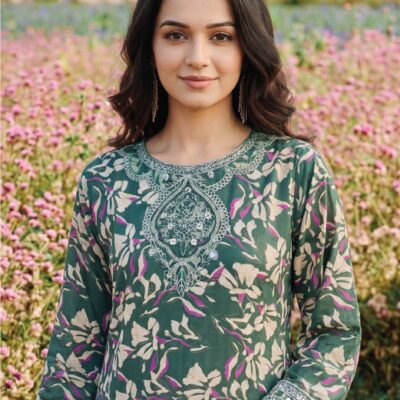ELENA Embroidered Lawn 3 Piece Suit – Summer Collection Exclusive Fancy Dupatta & Stitched Plain Cambric Trouser