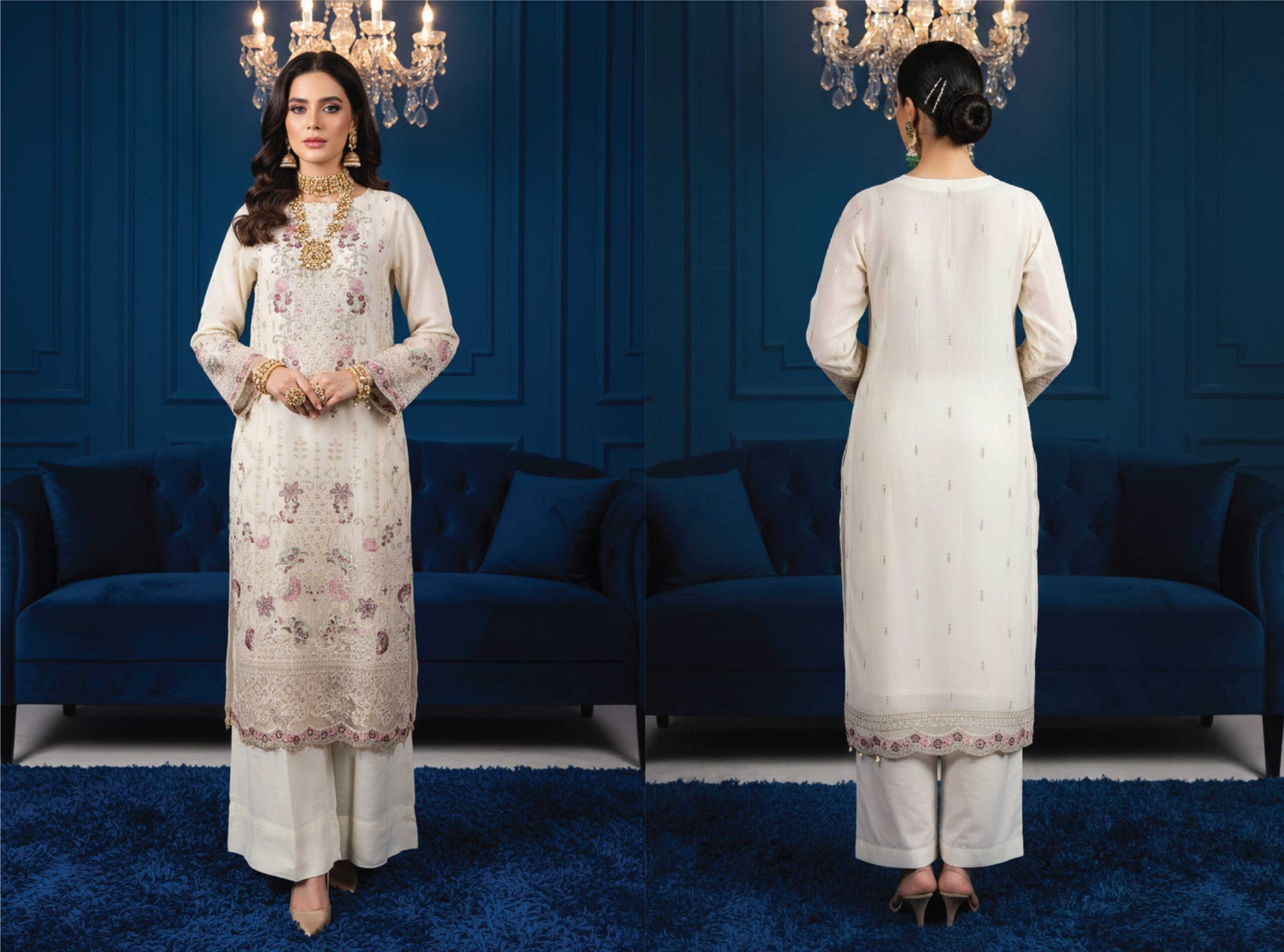 KINZA Luxury Embroidered Chiffon 3PC Stitched Suit – Premium Festive Collection - Image 8