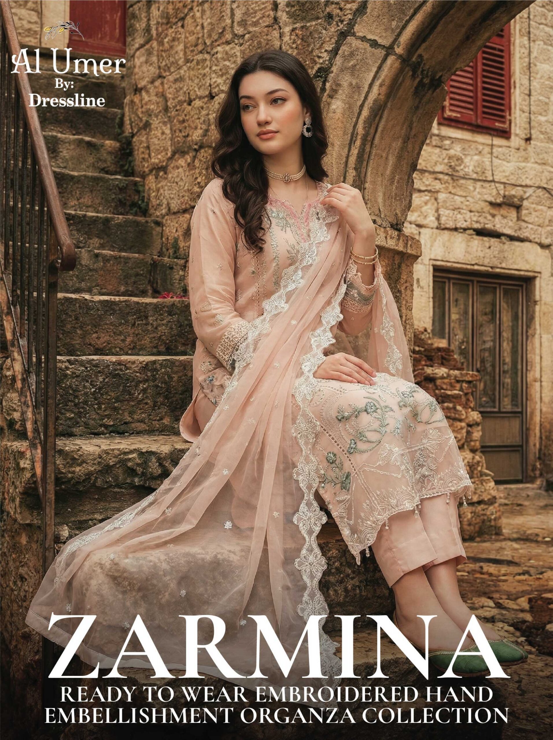 ZARMINA 3 Piece Luxury Embroidered Organza Suit – Ready to Wear
