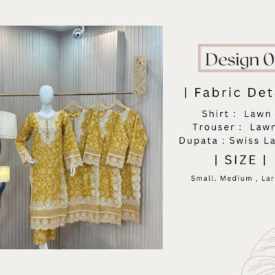 Premium 3-Piece Lawn Suit with Swiss Lawn Dupatta