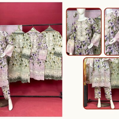 RangQari Premium 3-Piece Lawn Suit Collection with Swiss Lawn Dupatta
