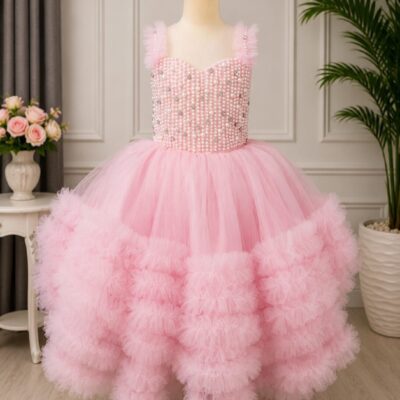 Pink pastel princess gown front