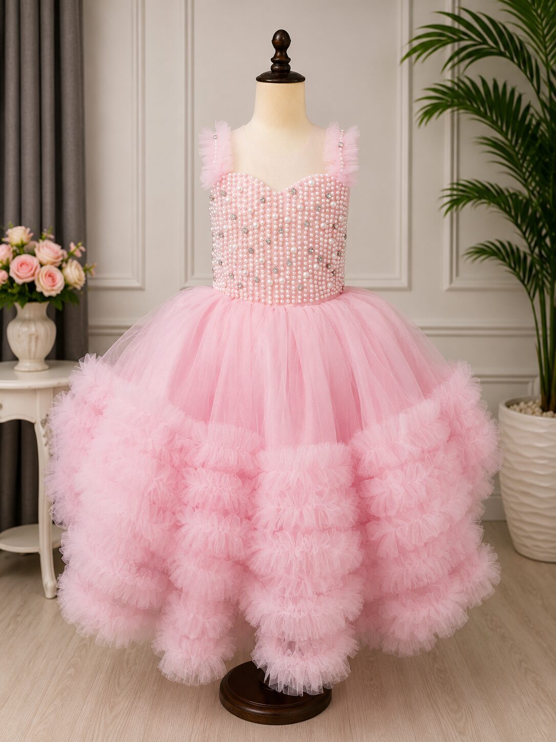 Pink pastel princess gown front