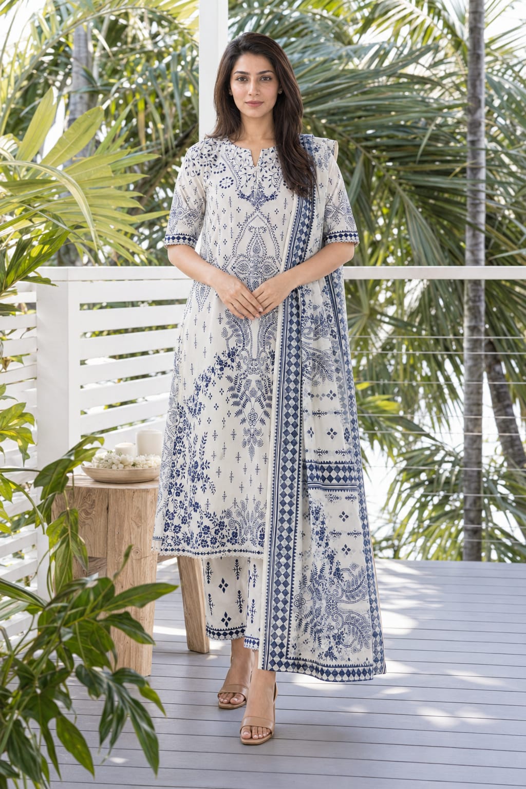 A-Line Maxi with Printed Shafoon Dupatta – Winter Collection