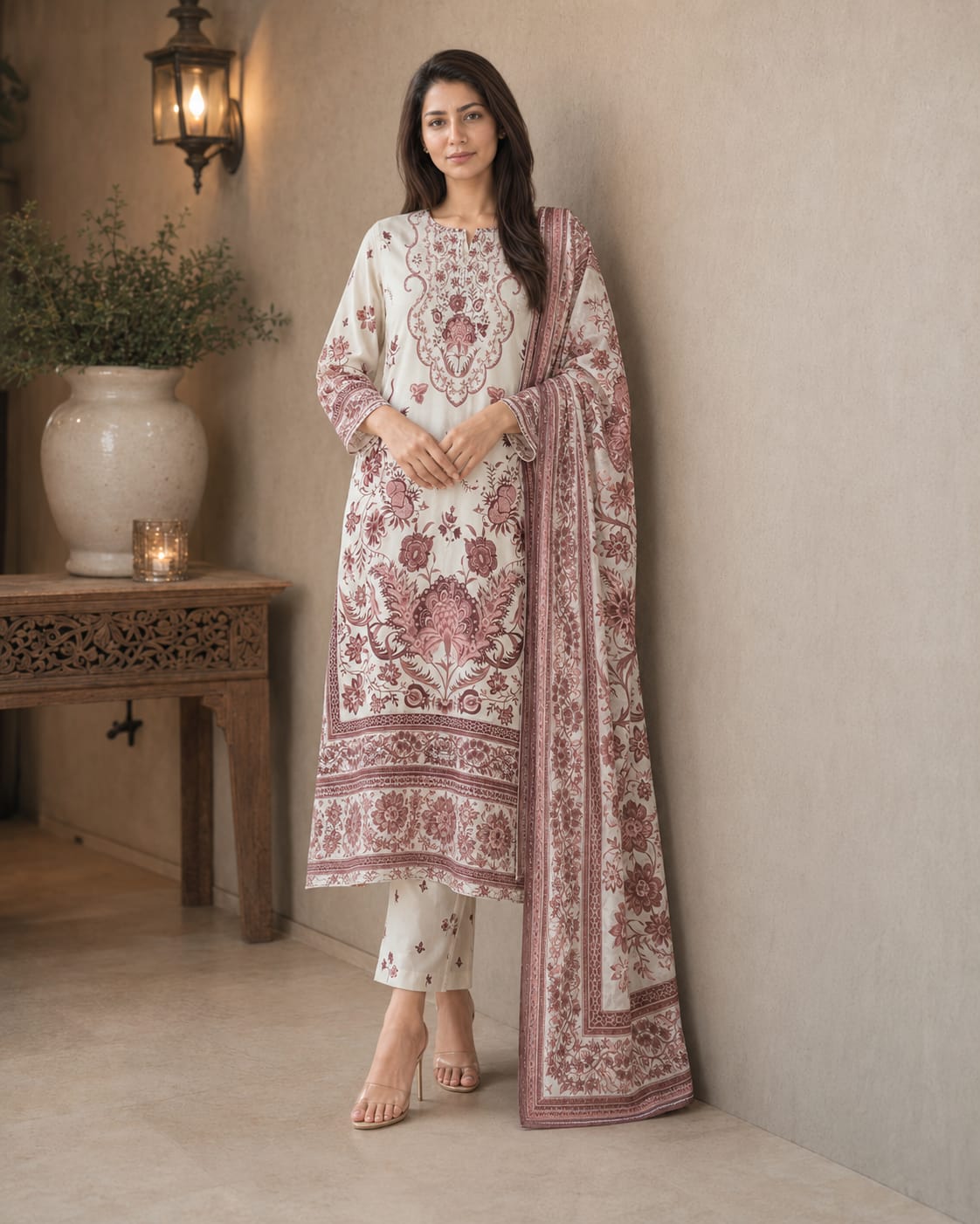 A-Line Maxi with Printed Shafoon Dupatta – Winter Collection - Image 4