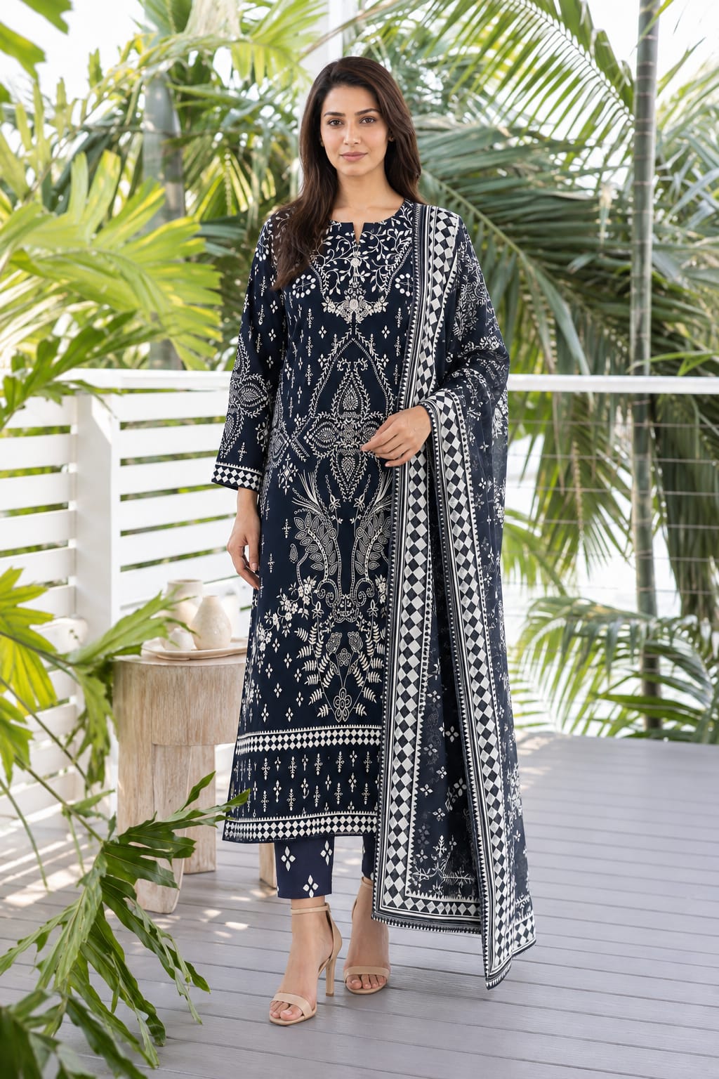 A-Line Maxi with Printed Shafoon Dupatta – Winter Collection - Image 4