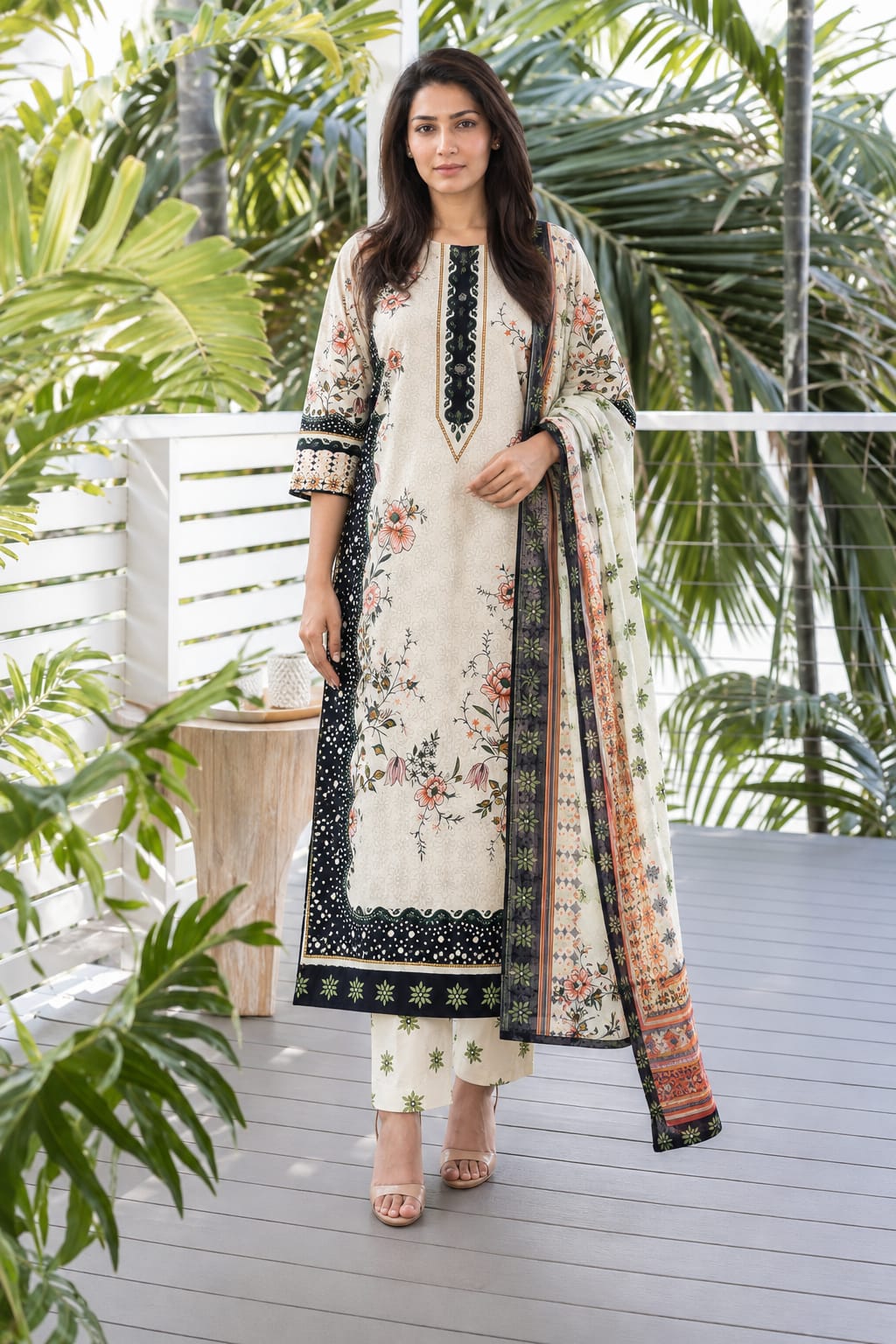 A-Line Maxi with Printed Shafoon Dupatta – Winter Collection
