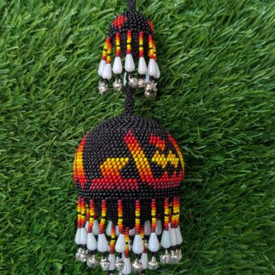 Handmade Multicolor Beaded Hanging Ornament with Bells