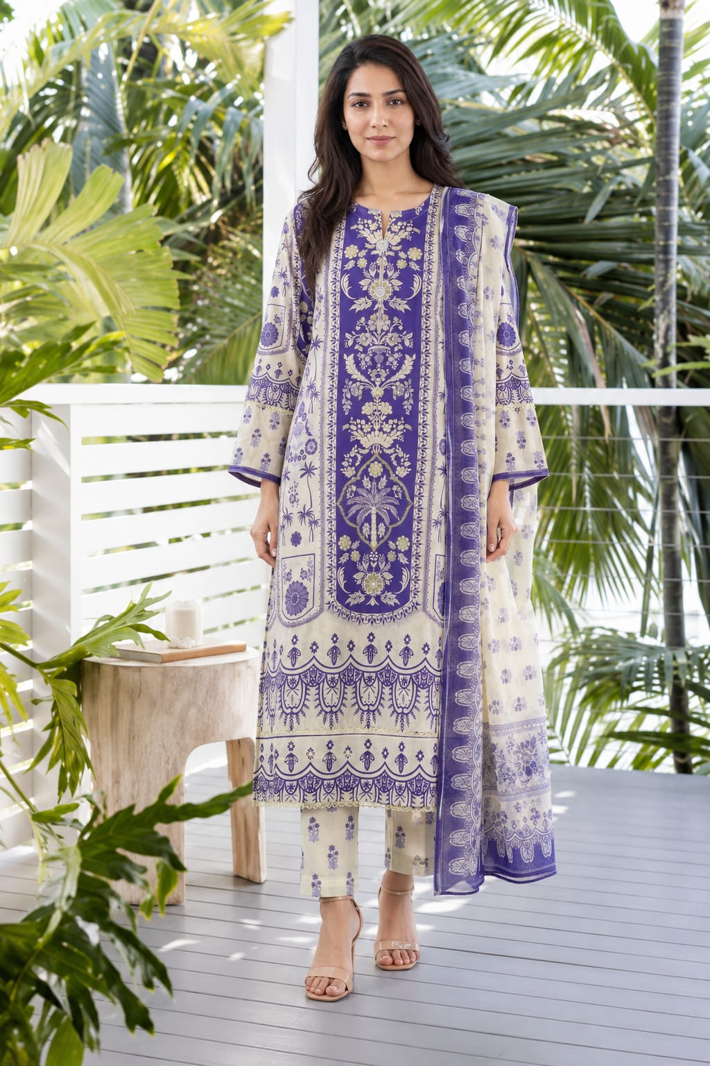 A-Line Maxi with Printed Shafoon Dupatta – Winter Collection - Image 3