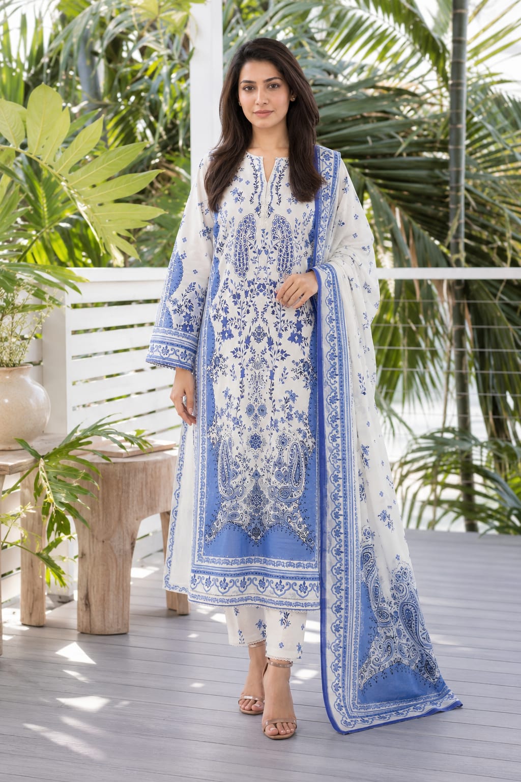 A-Line Maxi with Printed Shafoon Dupatta – Winter Collection - Image 3