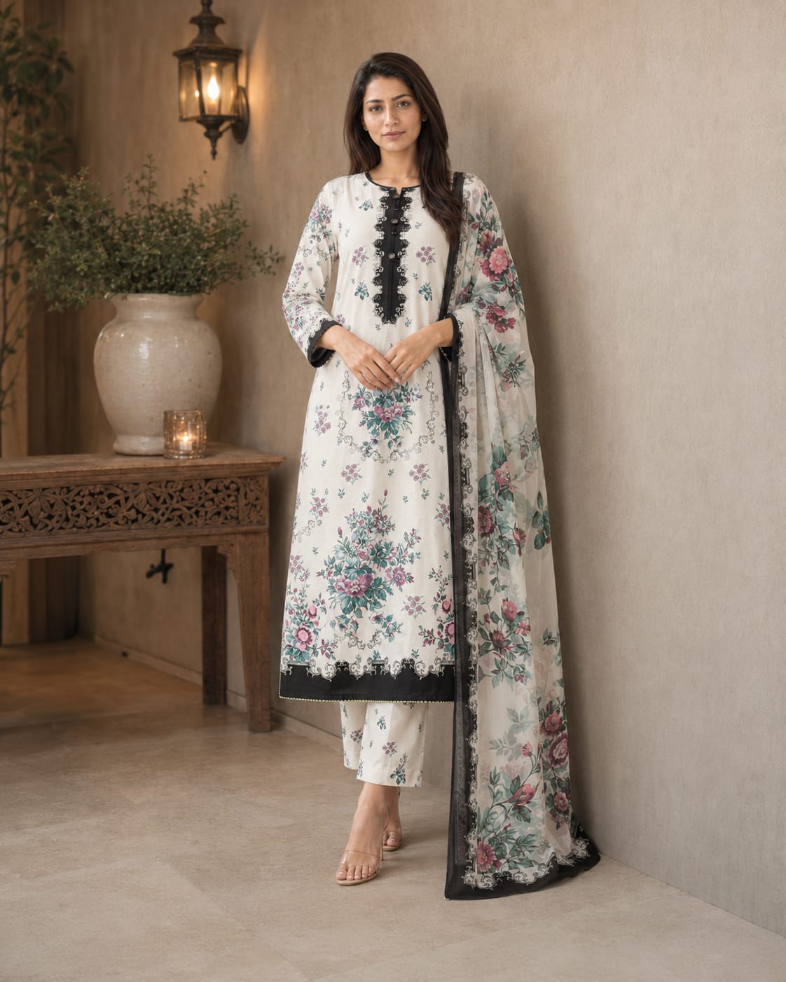 A-Line Maxi with Printed Shafoon Dupatta – Winter Collection - Image 4