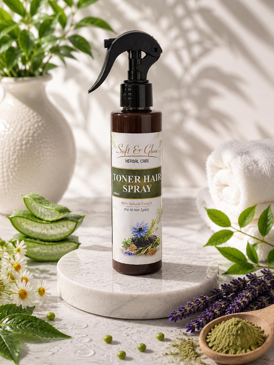 Soft & Glow Herbal Hair Toner Spray – Natural Hair & Scalp Refreshing Spray (100ml)