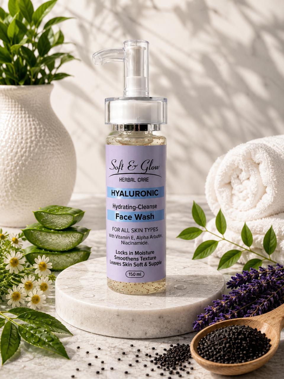 Soft & Glow Hyaluronic Hydrating Cleanse Face Wash – Moisturizing Face Cleanser for All Skin Types (150ml)