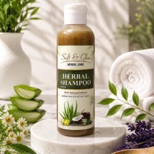 Soft & Glow Herbal Shampoo – Sulfate-Free Nourishing Shampoo for All Hair Types (200ml)