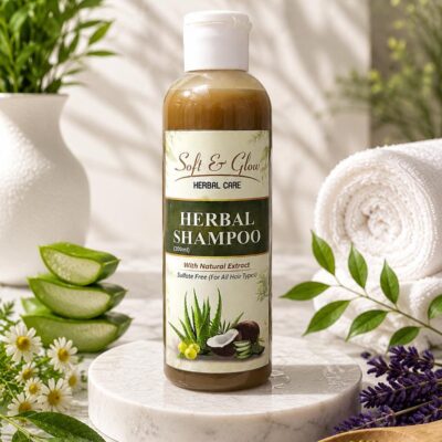 Soft & Glow Herbal Shampoo – Sulfate-Free Nourishing Shampoo for All Hair Types (200ml)