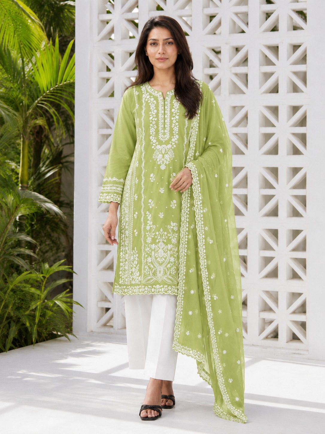 Winter Cotton Suit with Embroidered Shafoon Dupatta