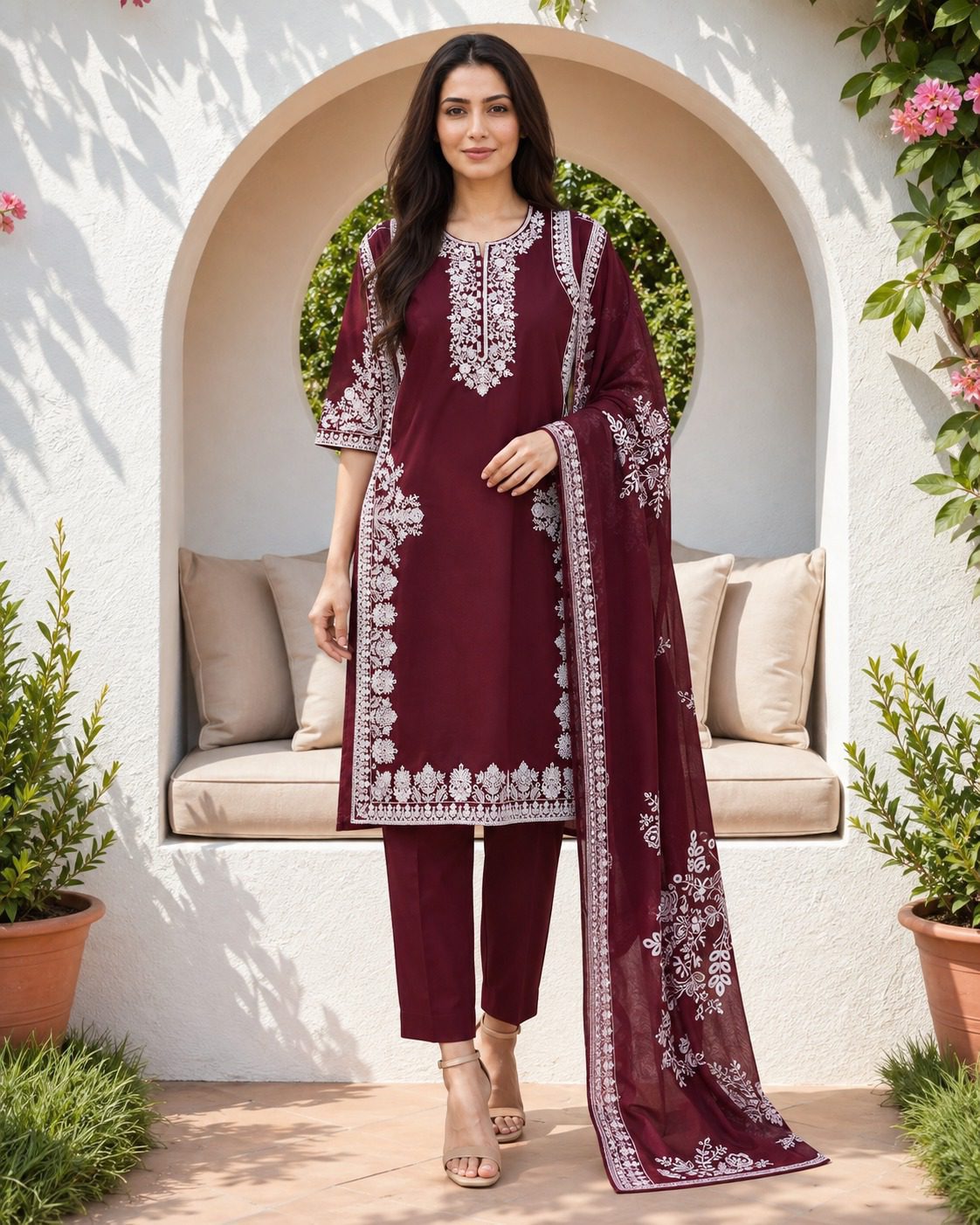 MSP 008 – Premium Winter Cotton Suit with Zig Zag Jacquard Dupatta - Image 4