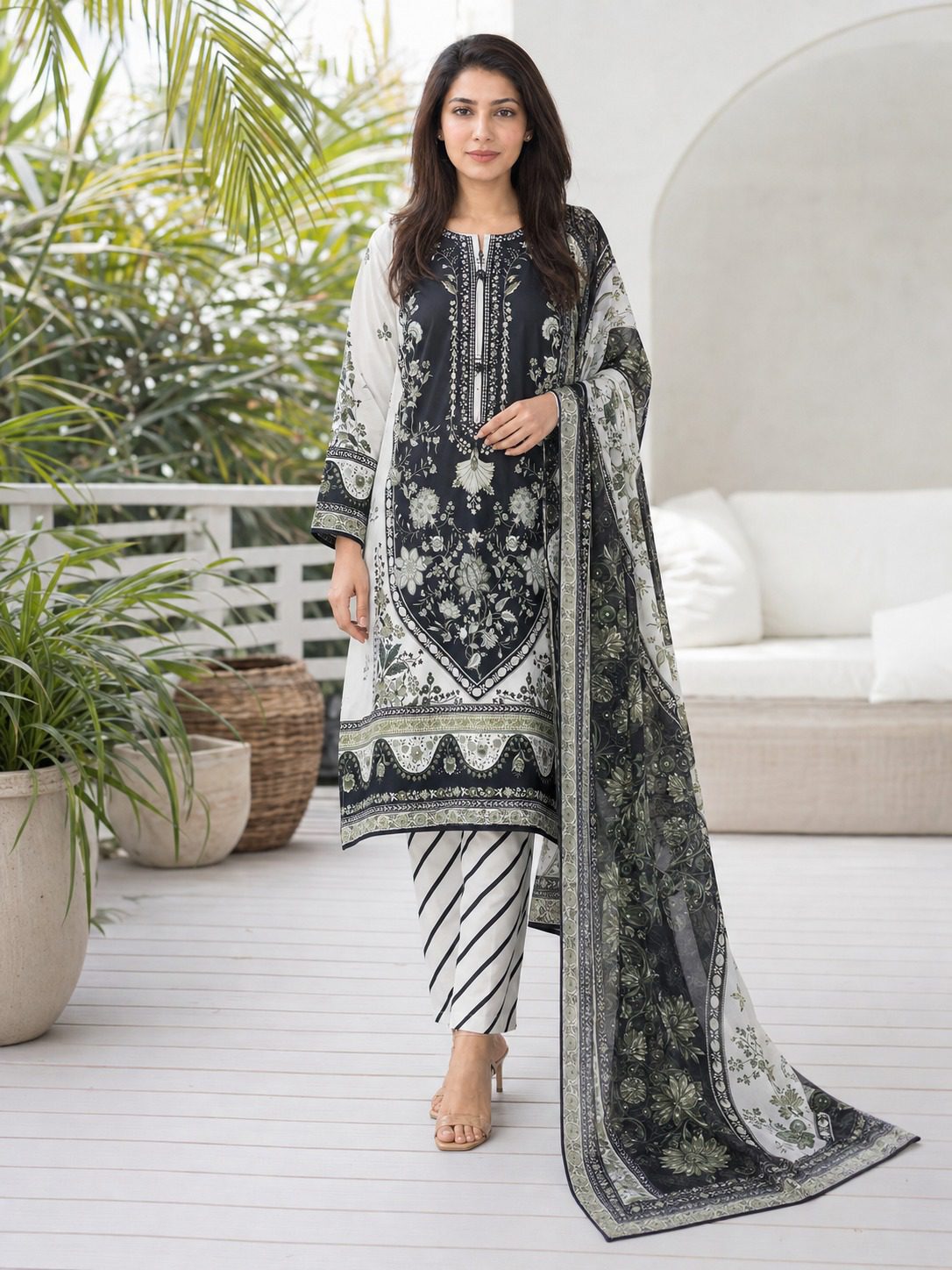 A-Line Maxi with Printed Shafoon Dupatta – Winter Collection - Image 5