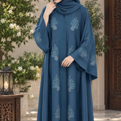 Elegant Embroidered Abaya with Matching Hijab