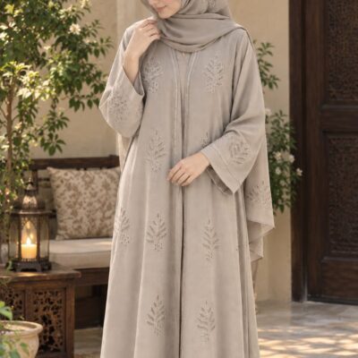 Elegant Embroidered Abaya with Matching Hijab