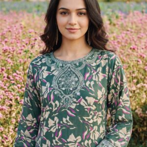 ELENA Embroidered Lawn 3 Piece Suit – Summer Collection Exclusive Fancy Dupatta & Stitched Plain Cambric Trouser