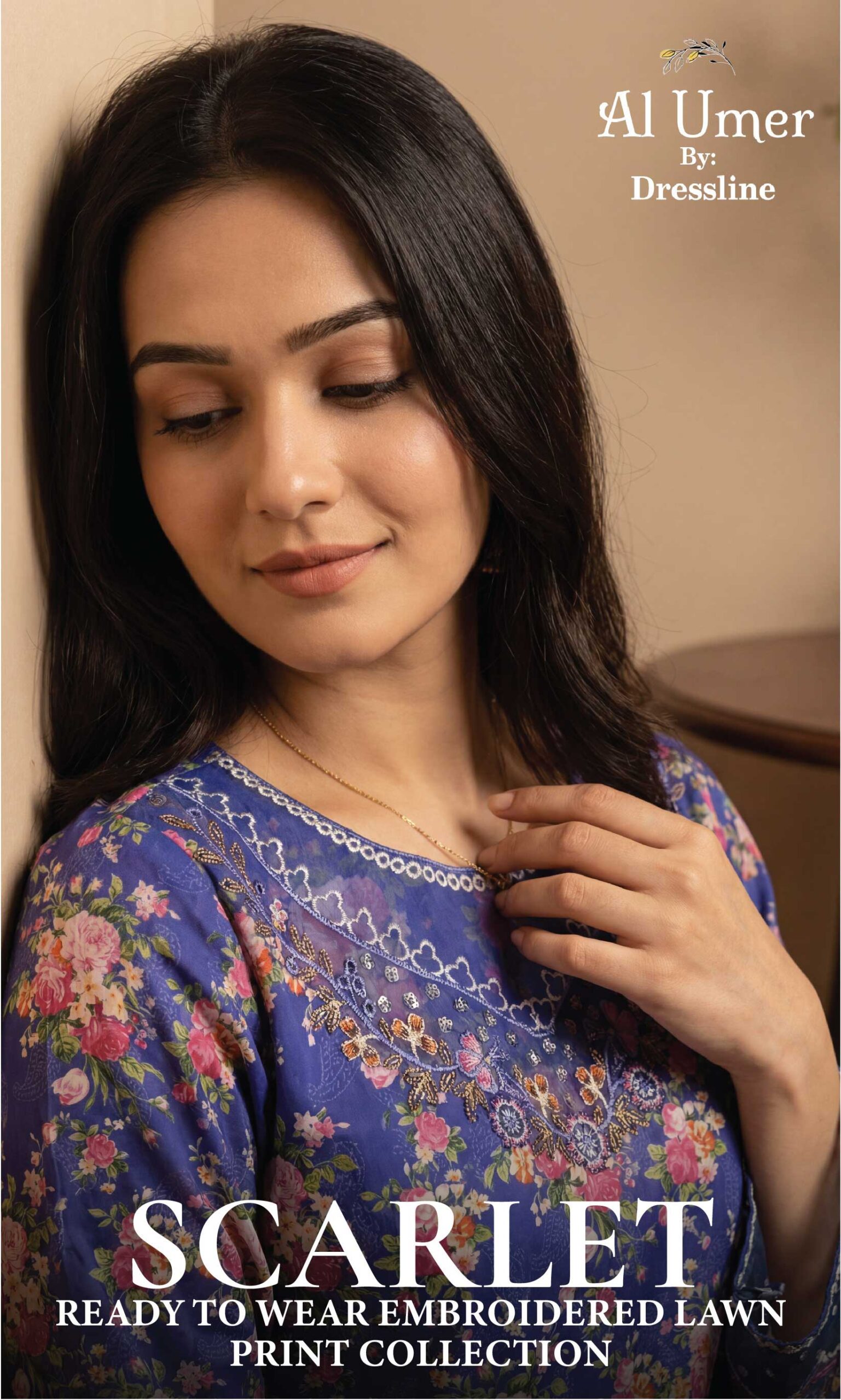 SCARLET Festive Lawn Print Embroidered Suit – Premium 3PC Stitched Lawn - Image 13