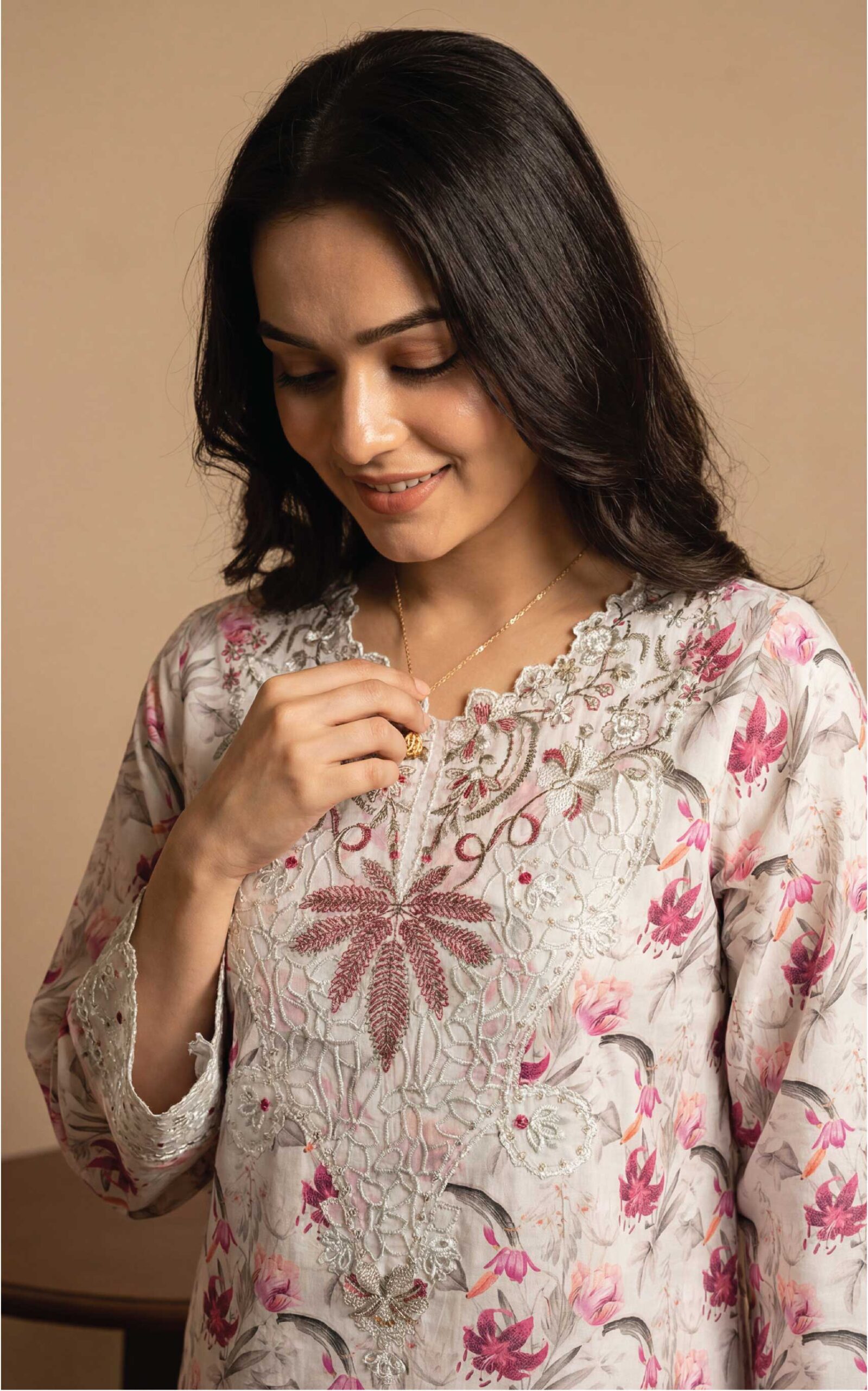 SCARLET Festive Lawn Print Embroidered Suit – Premium 3PC Stitched Lawn