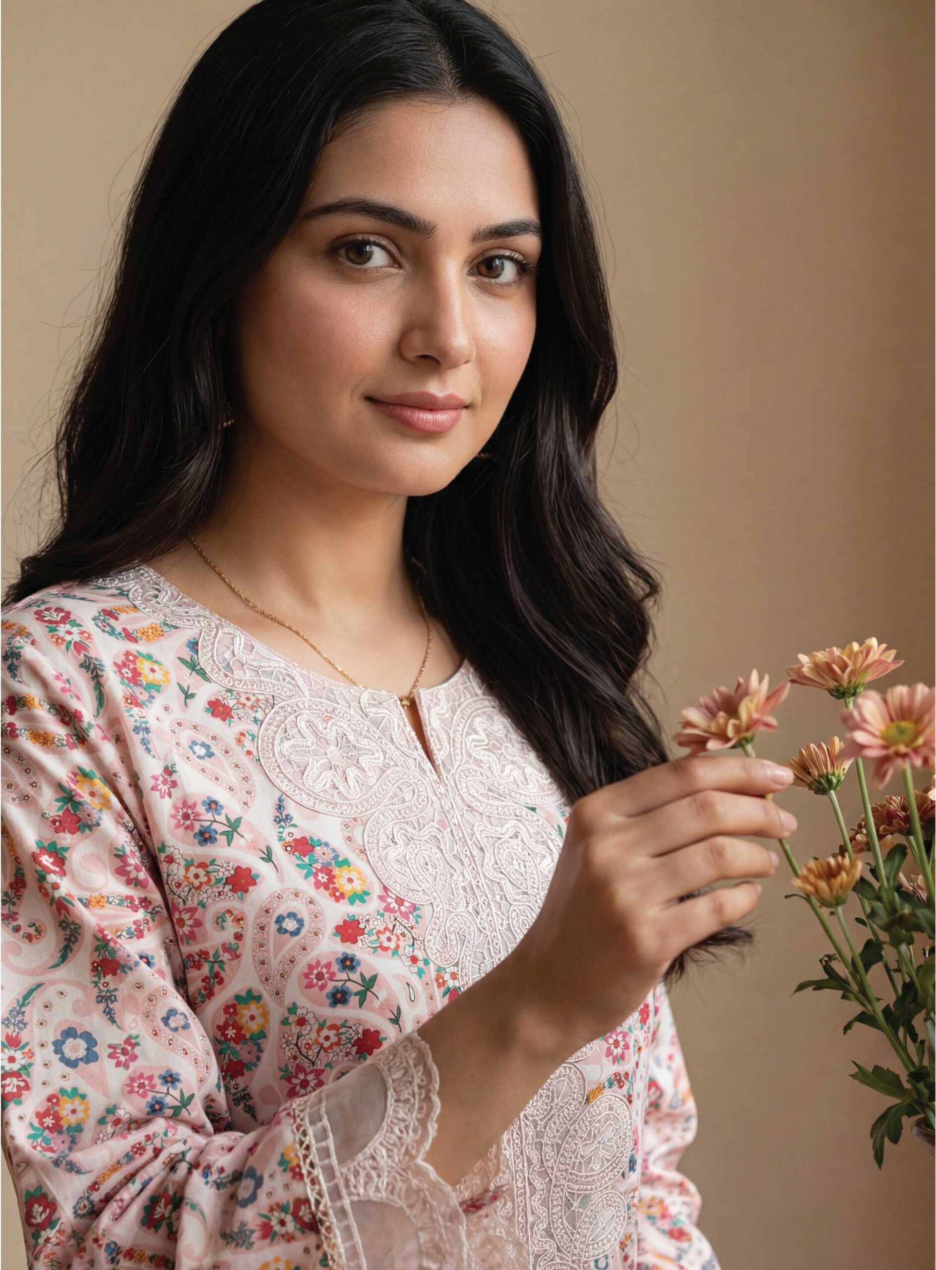 SCARLET Festive Lawn Print Embroidered Suit – Premium 3PC Stitched Lawn - Image 10