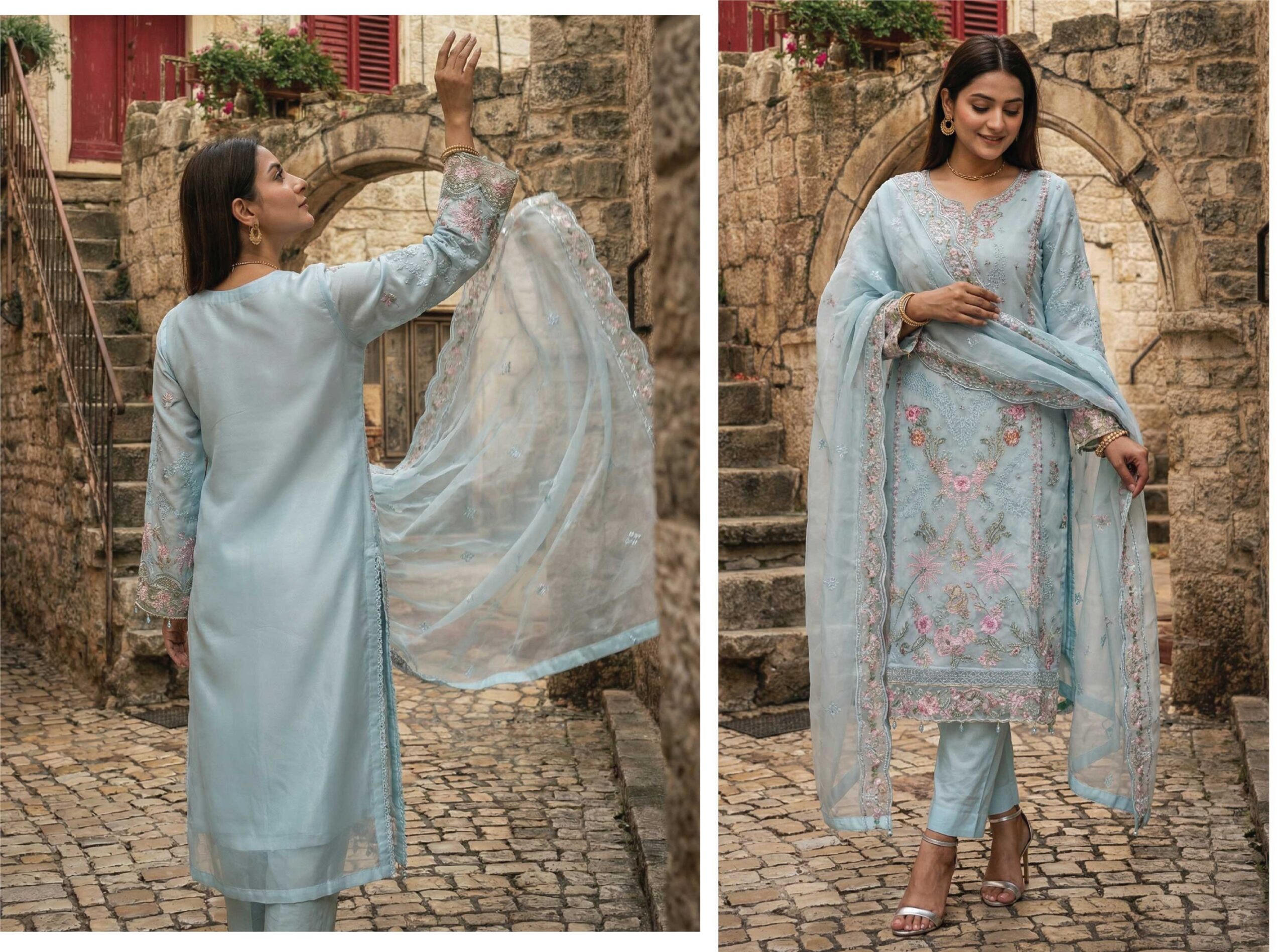 ZARMINA 3 Piece Luxury Embroidered Organza Suit – Ready to Wear - Image 13