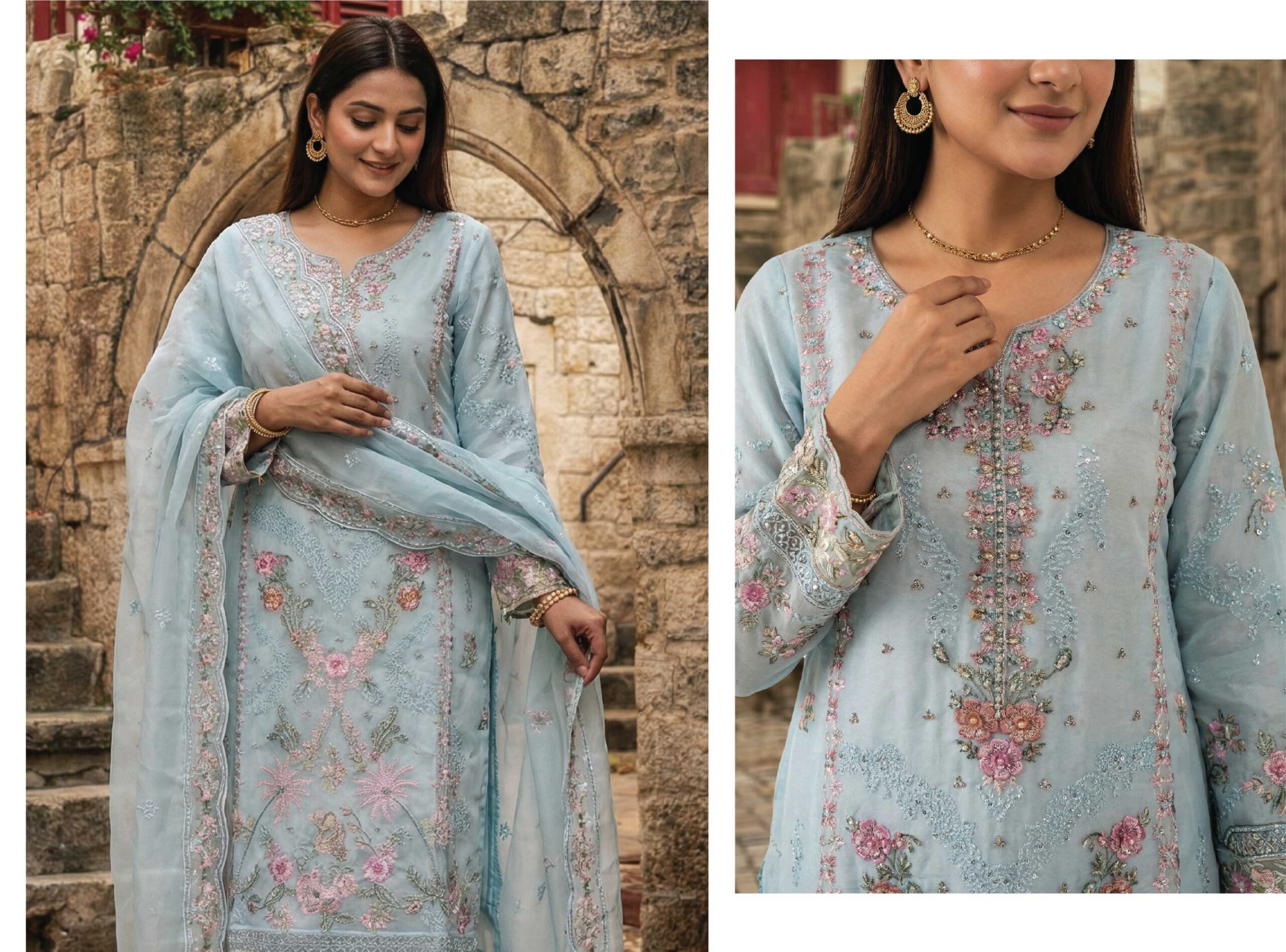 ZARMINA 3 Piece Luxury Embroidered Organza Suit – Ready to Wear - Image 14