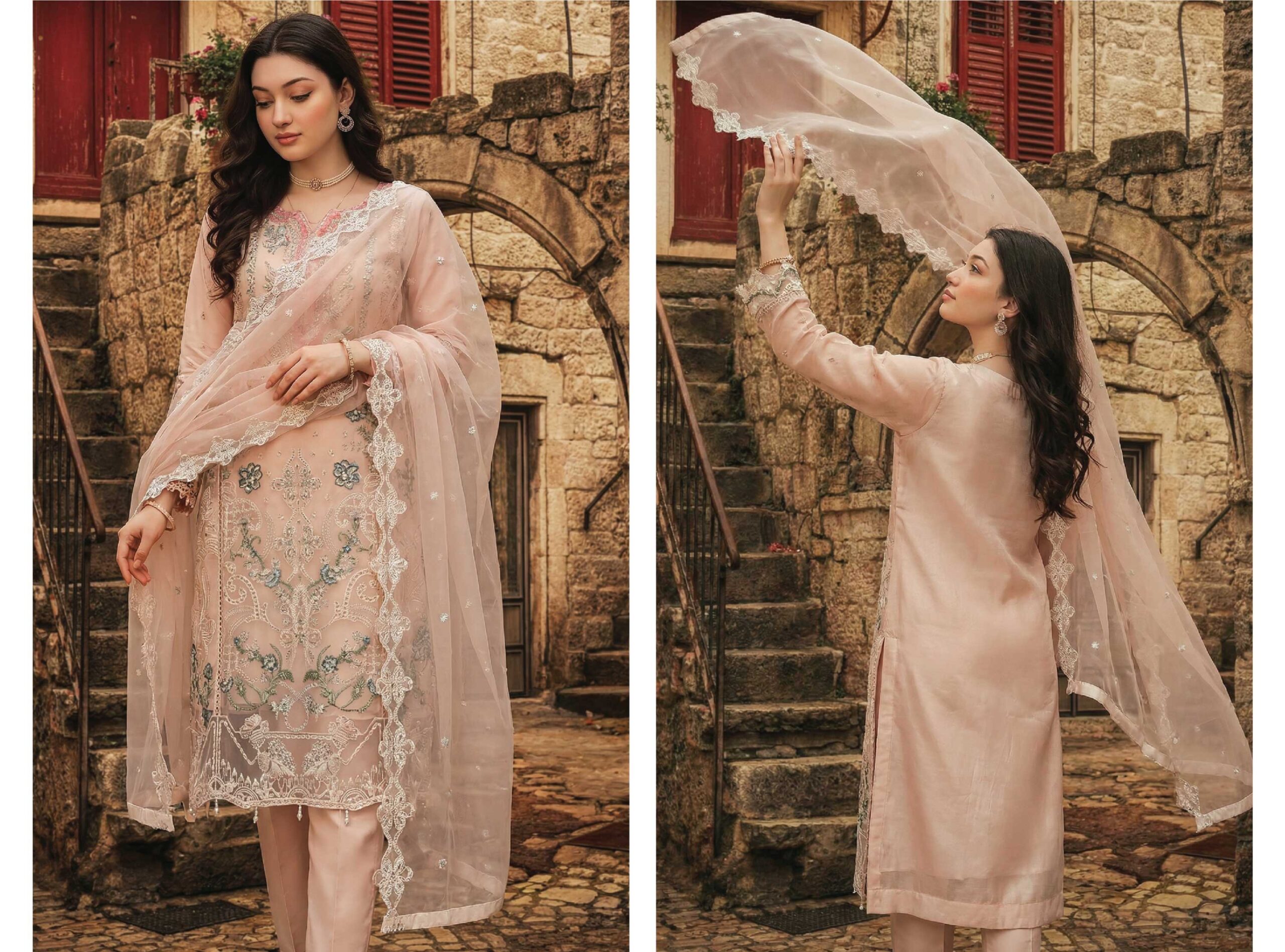 ZARMINA 3 Piece Luxury Embroidered Organza Suit – Ready to Wear - Image 3