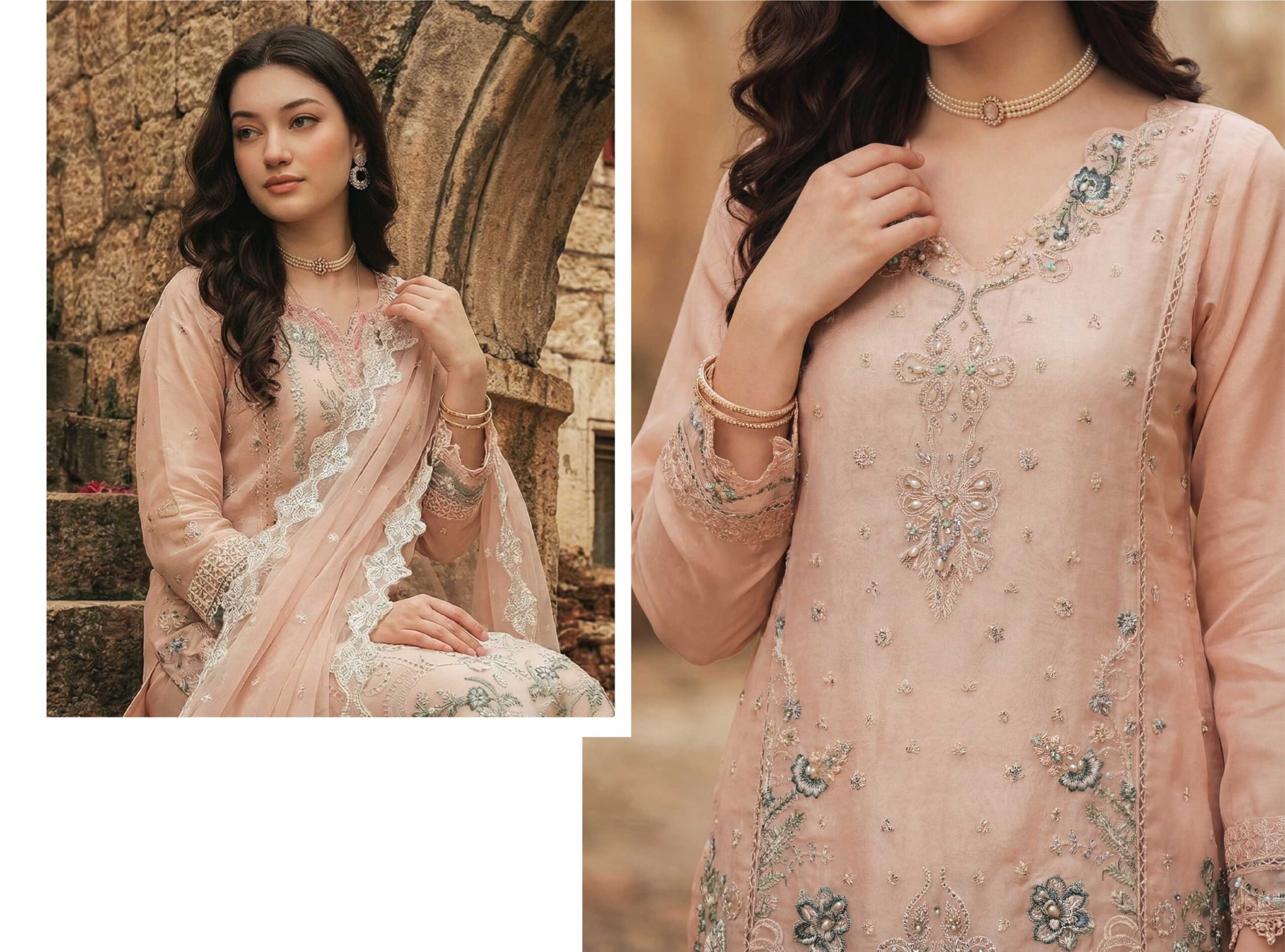 ZARMINA 3 Piece Luxury Embroidered Organza Suit – Ready to Wear - Image 4