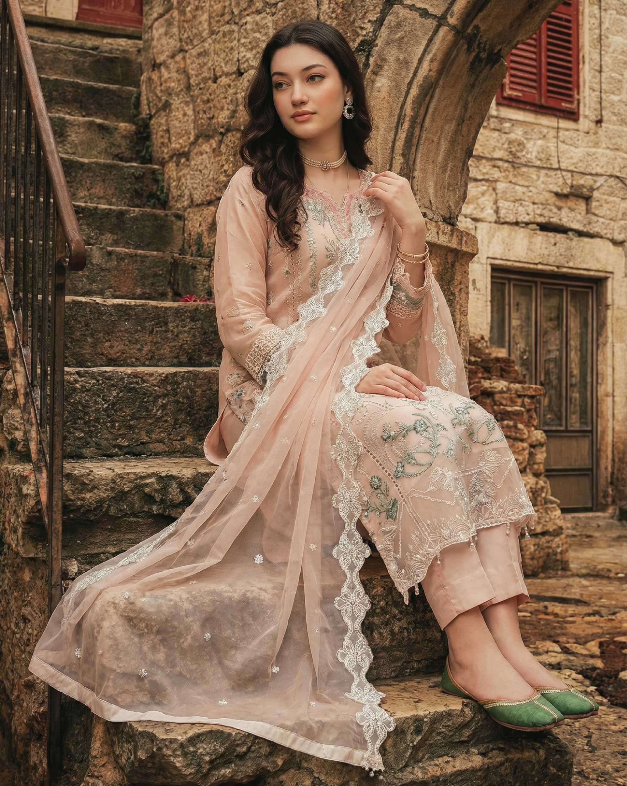 ZARMINA 3 Piece Luxury Embroidered Organza Suit – Ready to Wear - Image 5