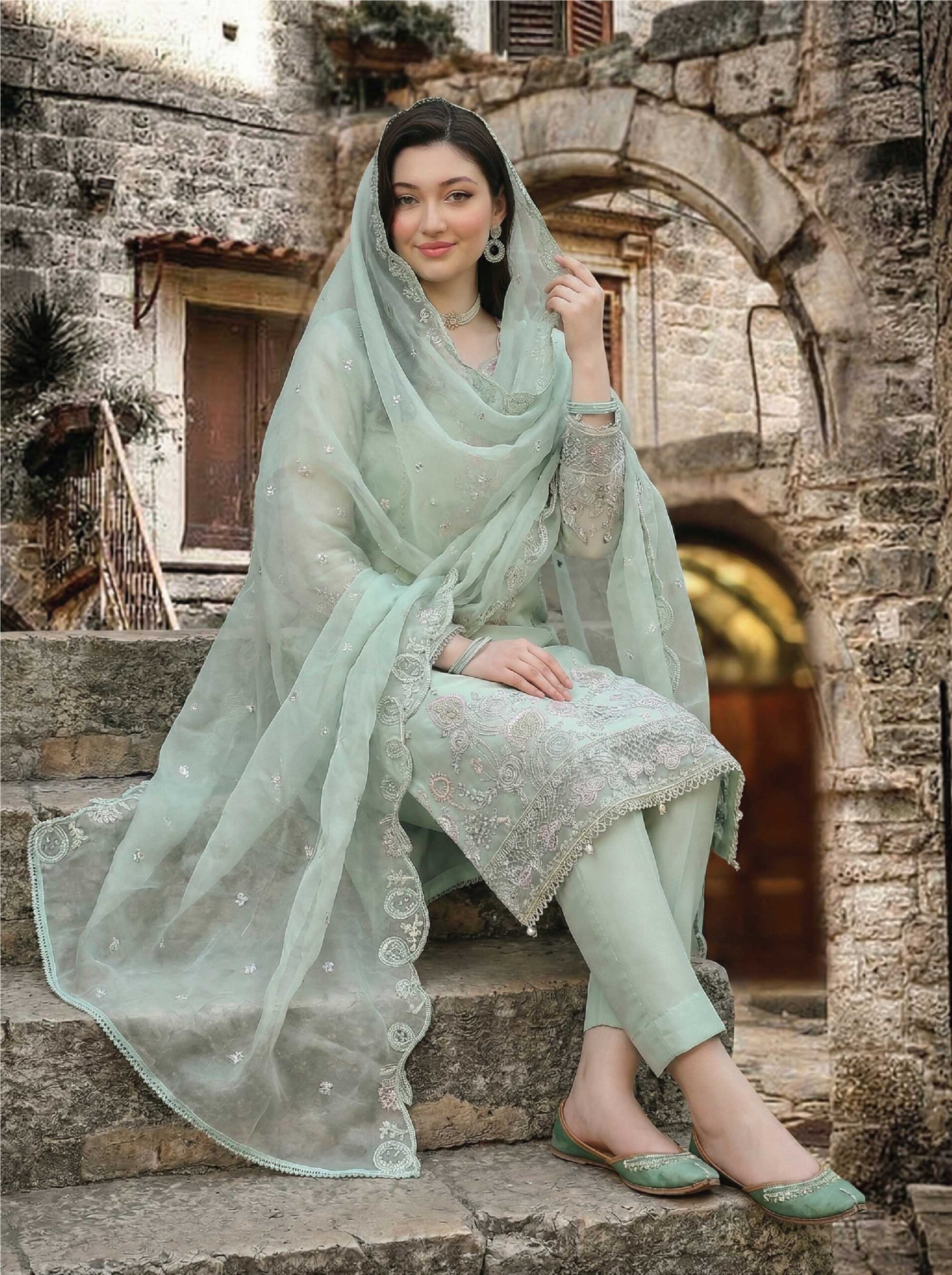 ZARMINA 3 Piece Luxury Embroidered Organza Suit – Ready to Wear - Image 6