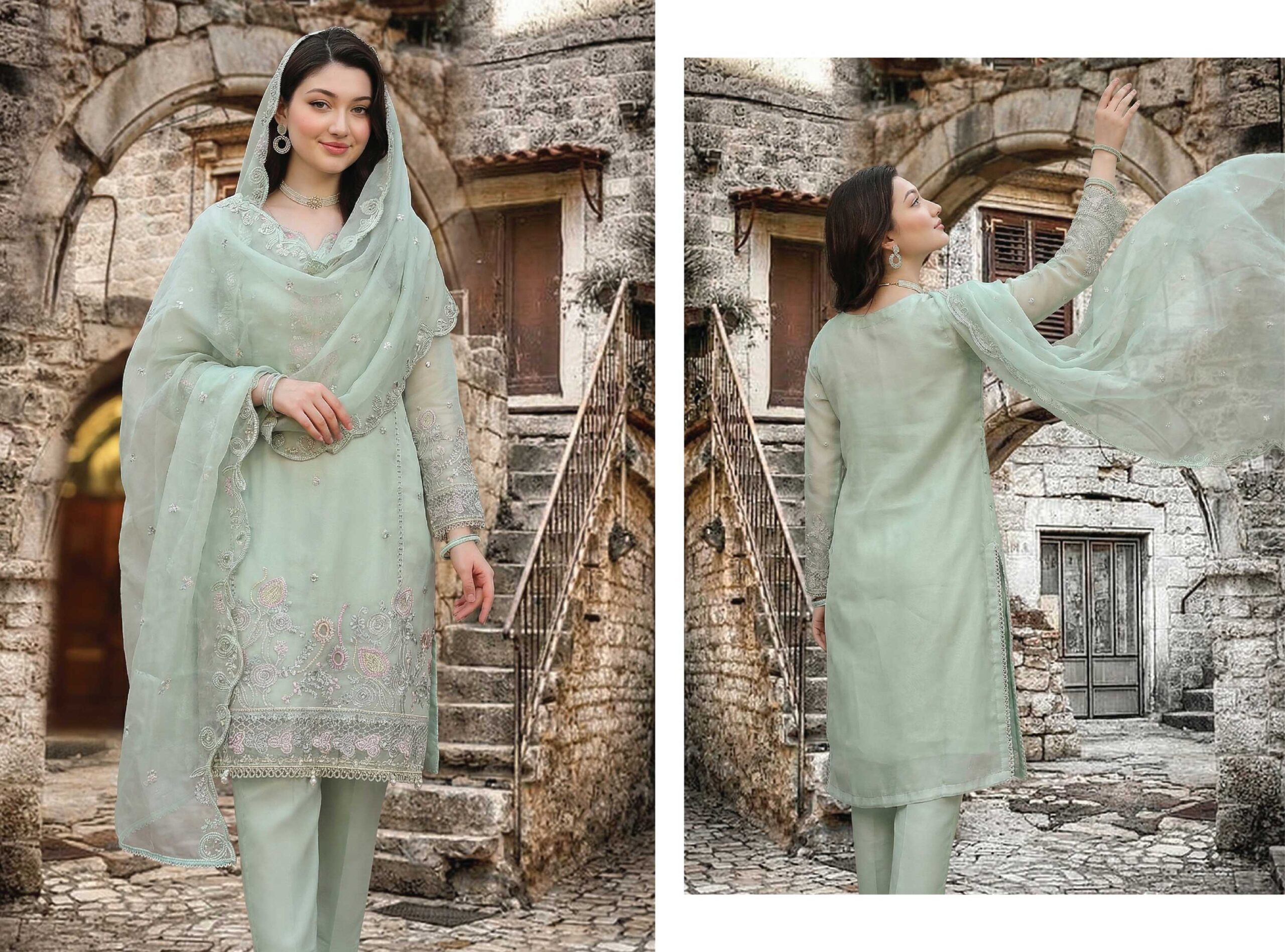 ZARMINA 3 Piece Luxury Embroidered Organza Suit – Ready to Wear - Image 7