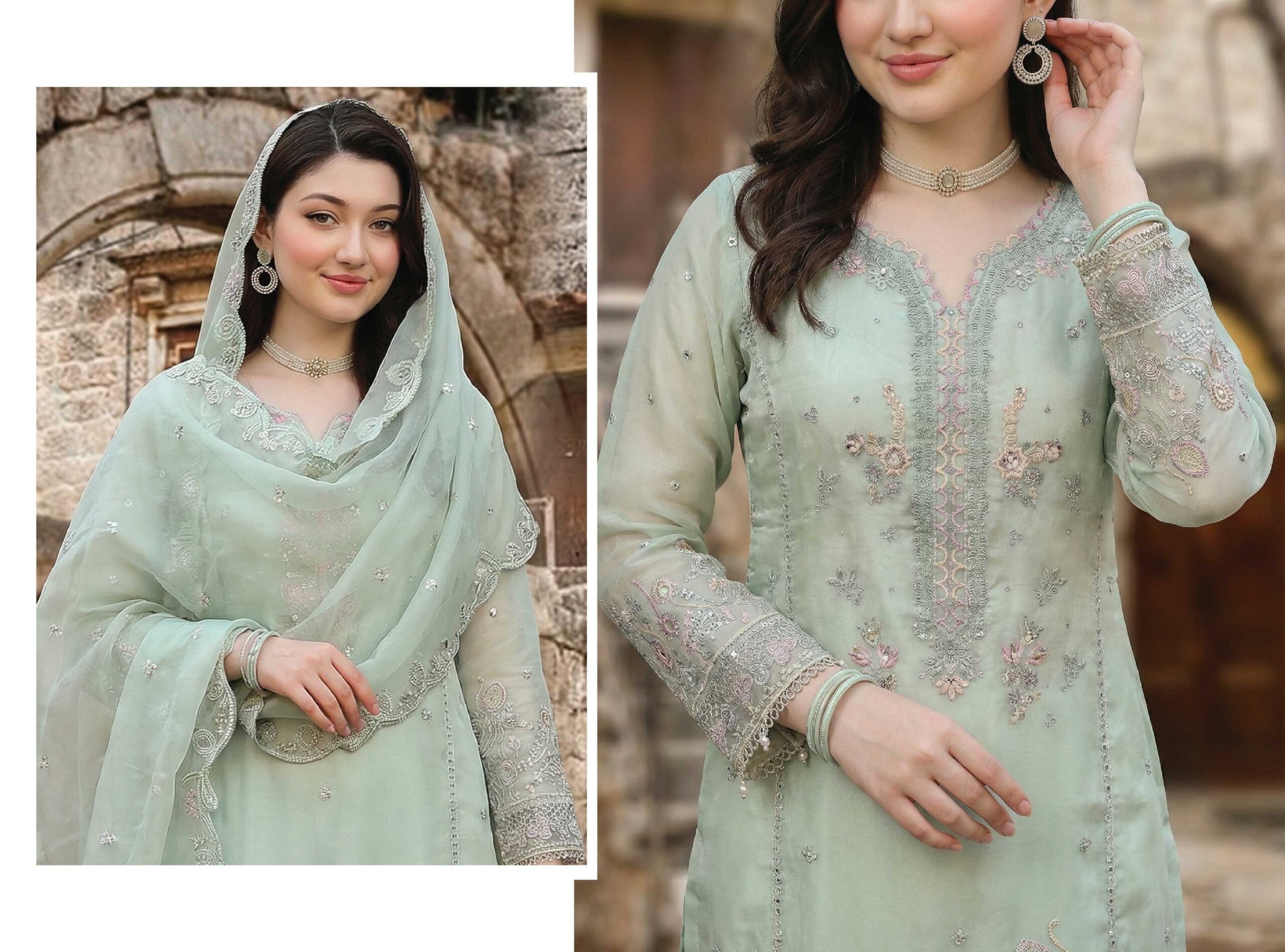 ZARMINA 3 Piece Luxury Embroidered Organza Suit – Ready to Wear - Image 8
