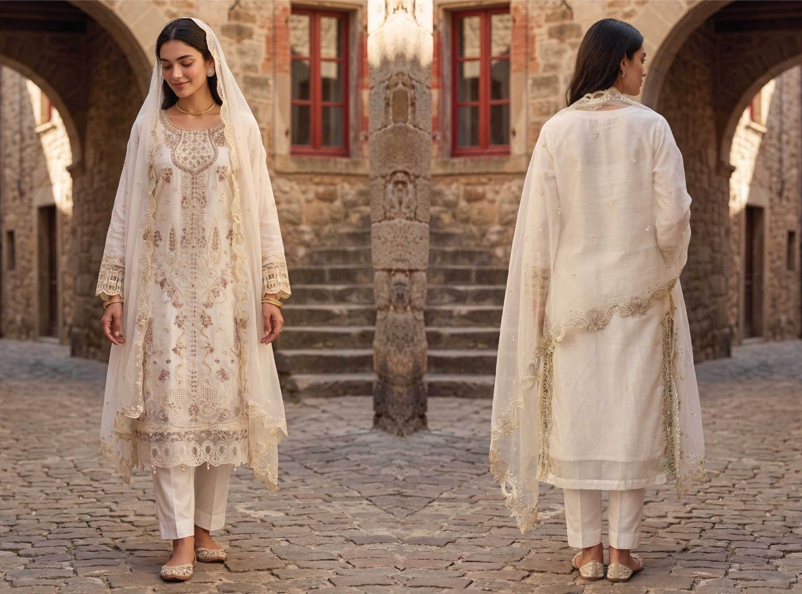 ZARMINA 3 Piece Luxury Embroidered Organza Suit – Ready to Wear - Image 10