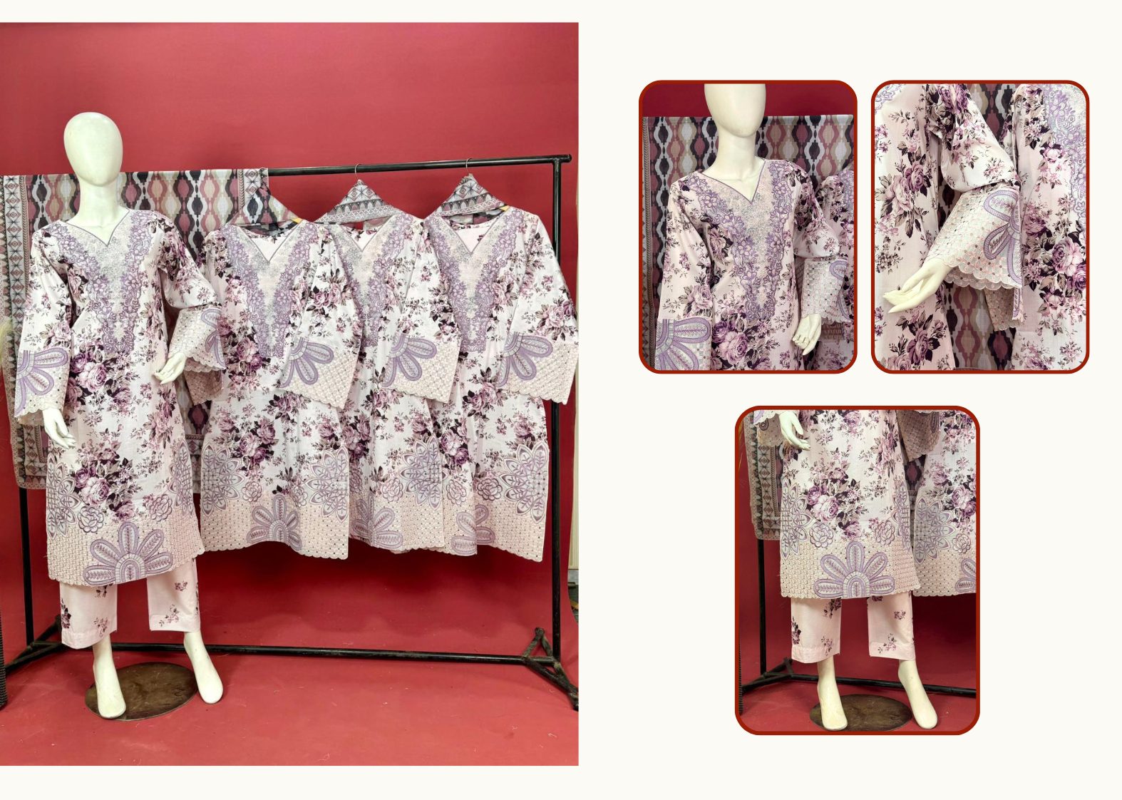 RangQari Premium 3-Piece Lawn Suit Collection with Swiss Lawn Dupatta - Image 4
