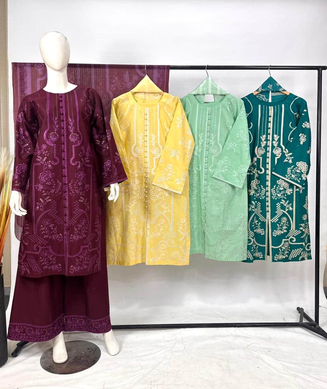 Premium Lawn 3-Piece Suit – Elegant Swiss Lawn Dupatta